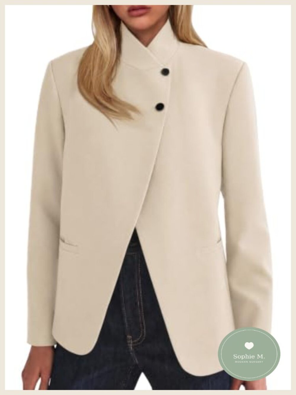 Womens Stand Collar Blazer Business Work Button Suit Jacket